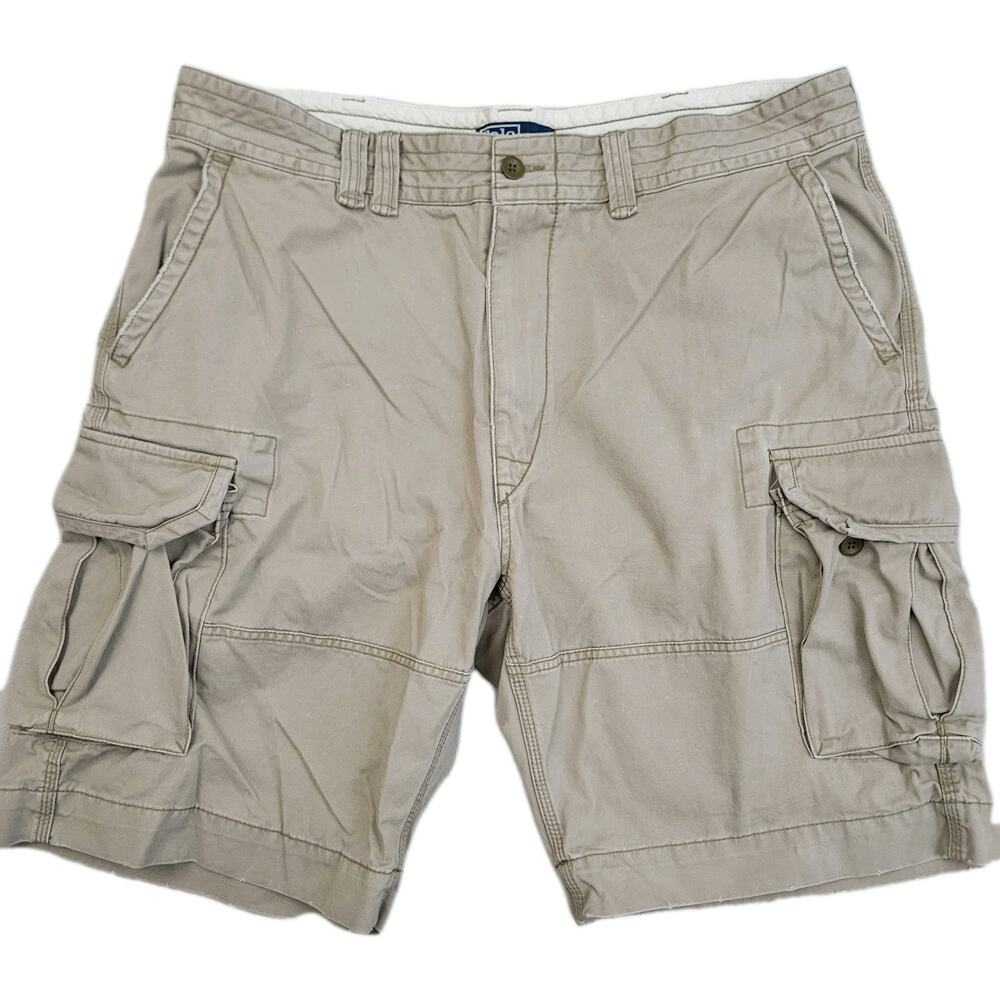 Vtg Polo Ralph Lauren Mens Cargo Shorts Classic Chino Big Pockets Khaki Size 40